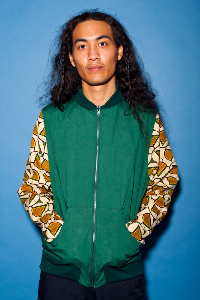 Mens African Sleeves Bomber Jacket