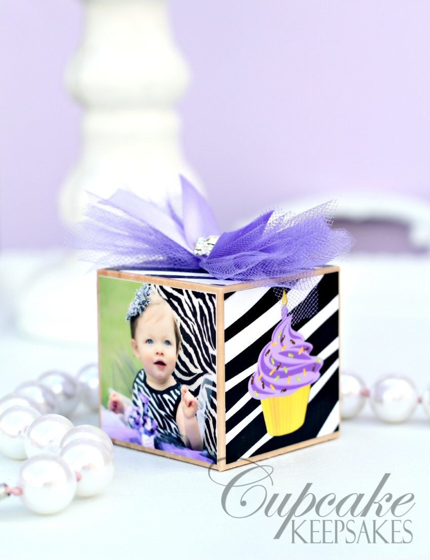 Personalized Purple Lavender Baby Photo Block Nursery Decor