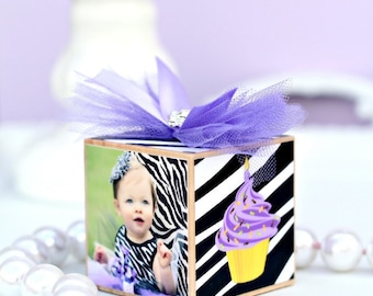 Personalized Purple Lavender Baby Photo Block Nursery Decor