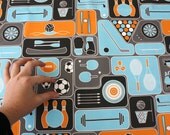 Fabric for boys, Childrens fabric- "Pick you sport" - 100% Organic cotton, Boys theme,  ( Fat Quarter)  READY to ship