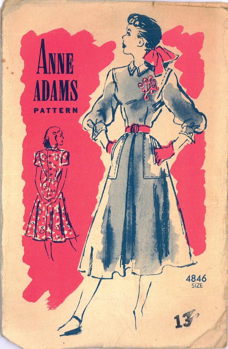 1940s Swing Dress Sewing Pattern PRISTINE Anne Adams 4846 Bust 31