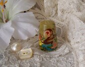 Vintage Jade Hand Painted Monkey Thimble