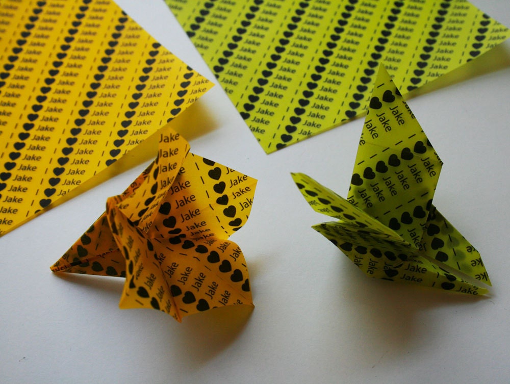 Customized Origami Paper - Handmade Translucent Origami Paper with custom message- Medium Sized