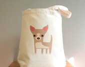 Canvas tote, chihuahua, small with a big heart. Sturdy 100% 10oz. cotton canvas.