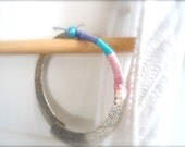 Sterling Silver wrapped  BRACELET- Wedding - adjustable jewelry for her- silk wrapped- sea water pearl decor
