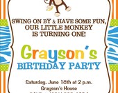 Monkey 5x7 Birthday Party Invitation - Boy Printable Il_170x135
