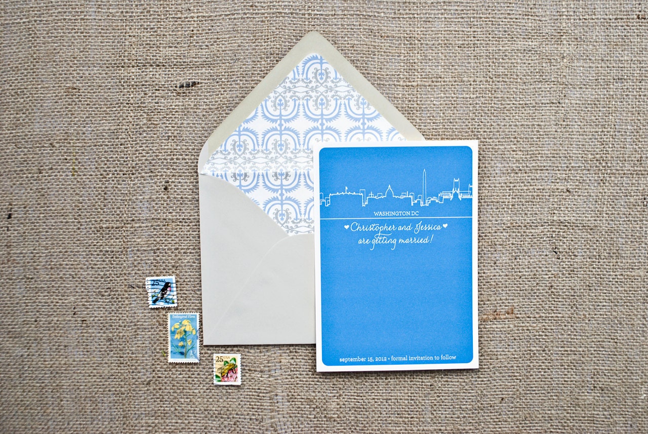 50 Washington DC Save the Date Cards - Customizable - Wedding Save the Dates