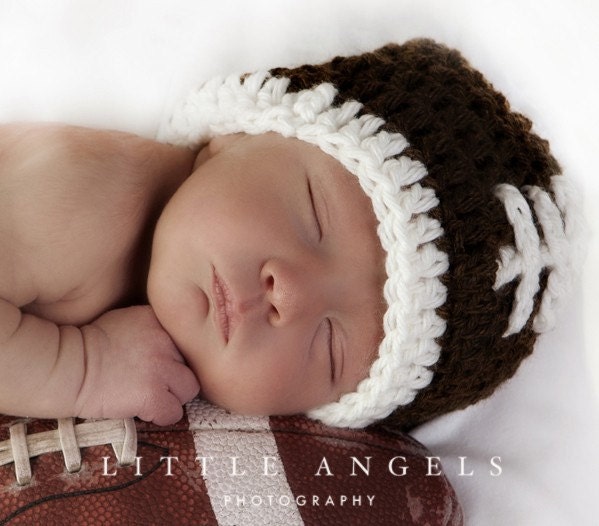 Baby Boy Football Beanie Crochet Hat Pattern (459)