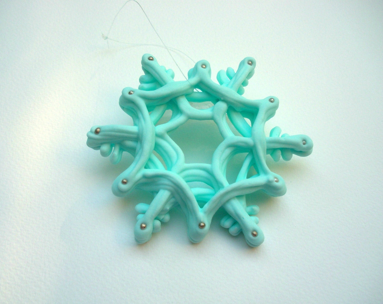 Snowflake Ornament Blue Pastel UNIQUE SUGAR CRAFT Hand Piped Hand Made Christmas Winter Wedding Gifts Holiday Decor