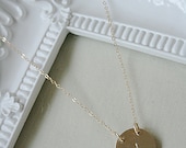 Single Initial Personalize stamped gold disc Necklace
