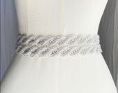 Crystal Sash, Wedding Sash, Bridal Sash, Rhinestone Sash - Double Twist