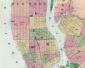 New York Map 11x14 Vintage City Map Print  Wall  Decor - P241