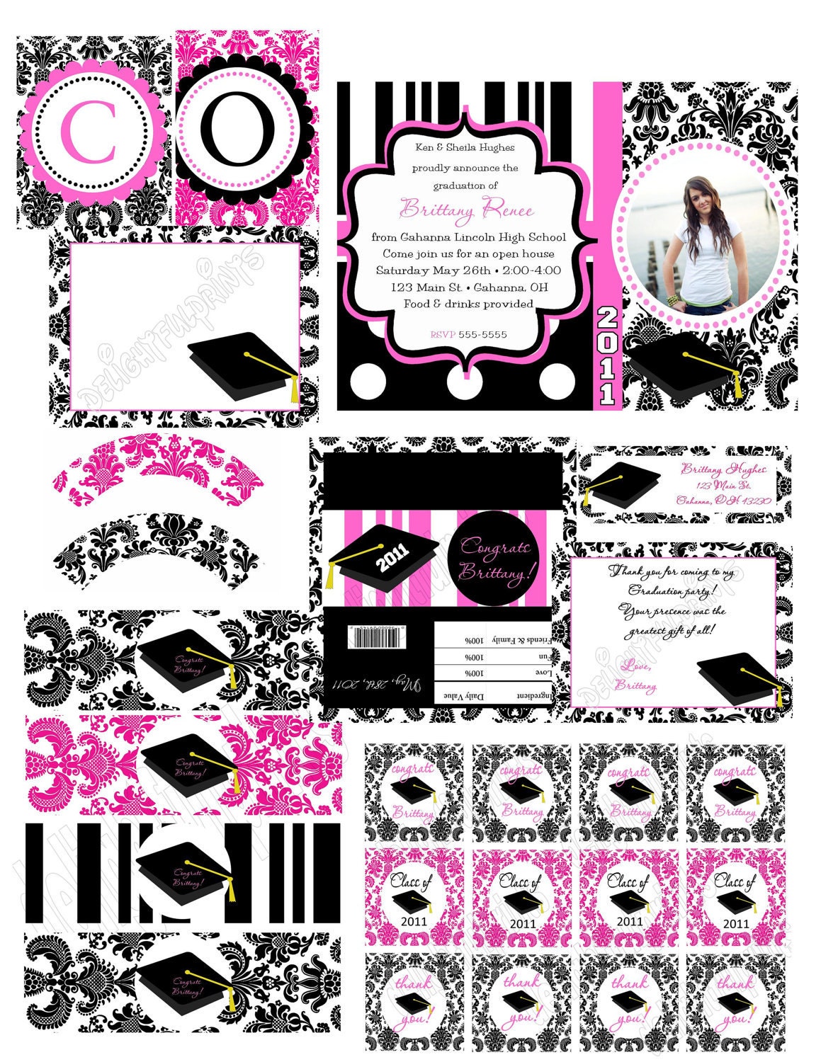 Huge Graduation party.. customized party package, NO INVITE version... DIY printable design Il_570xn