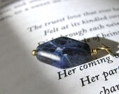 PAY IT FORWARD Geometric Sodalite and Brass Pendant / Stocking Stuffer, Diamond Shaped, Blue, White, Earthy