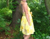 SALE handmade wrap dress "Yellow" patchwork with side seam pockets one-of-a-kind