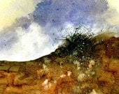Original watercolor landscape - Heathland tempest