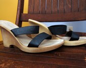 Vintage Strappy Metallic Blue Platforms - Italian Made