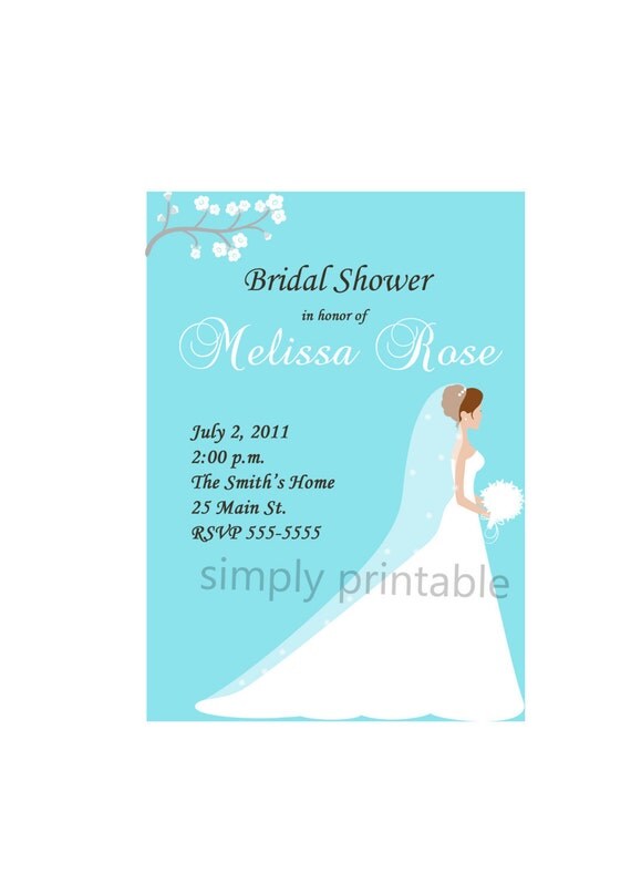 Bridal Shower Invitation Any Color(Printable Digital File) Il_570xn