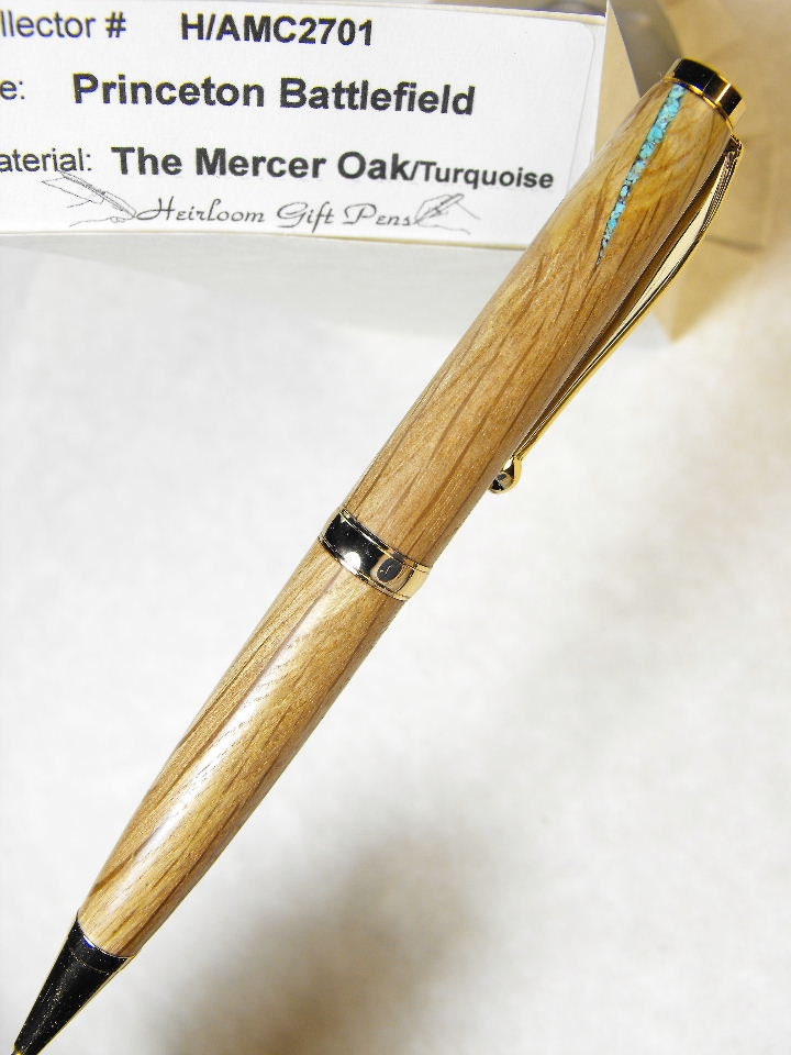 Turquoise Inlay Mercer Oak Pen from the Historic Battle of Princeton