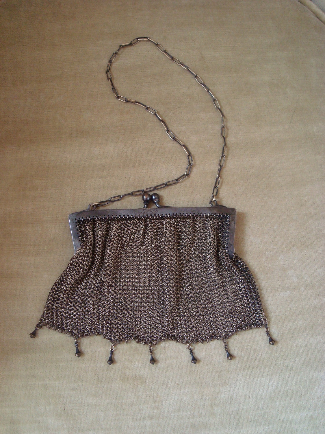 antique german silver mesh purse