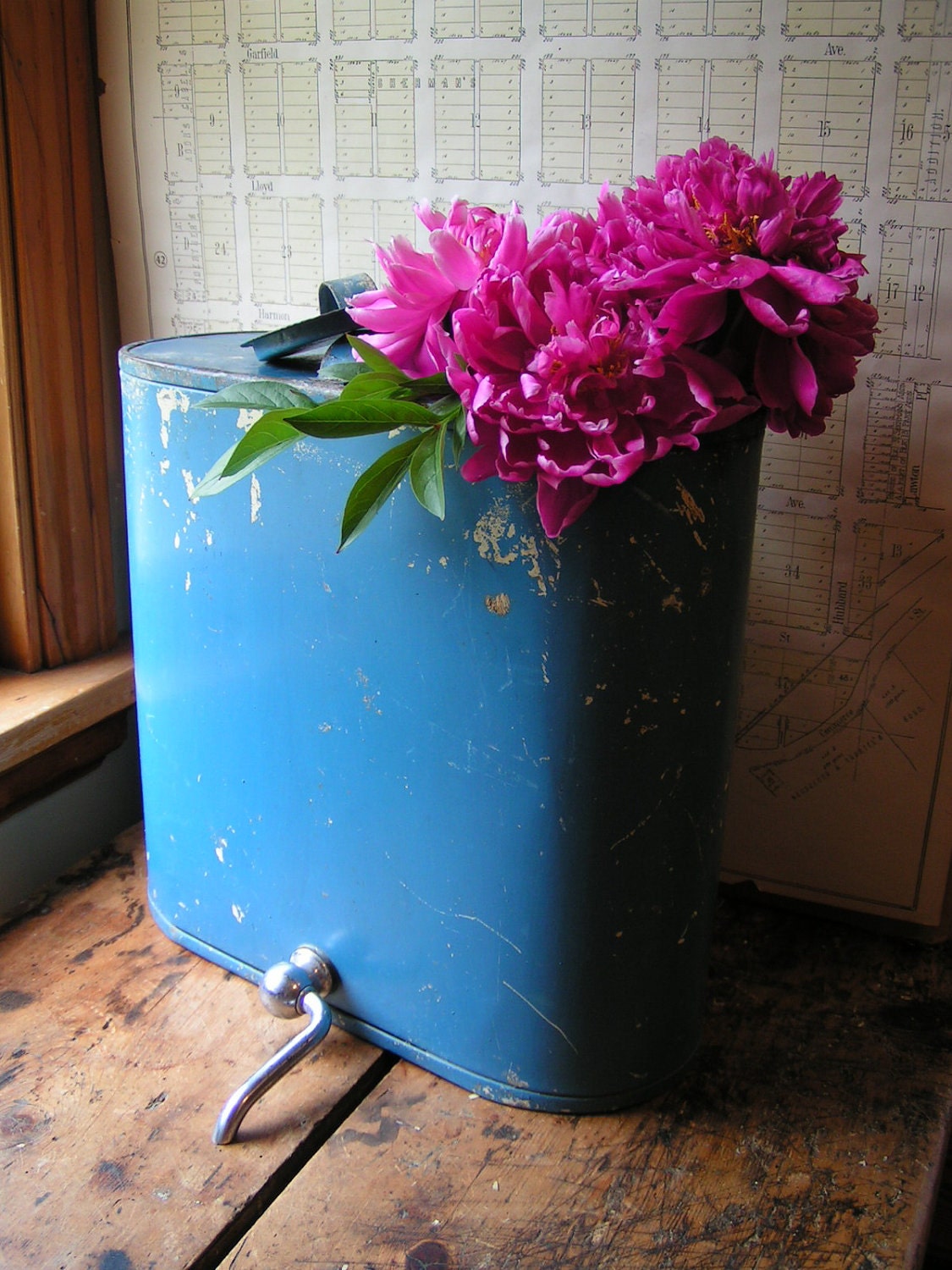 Vintage Large Hanging Water Jug in Periwinkle Blue