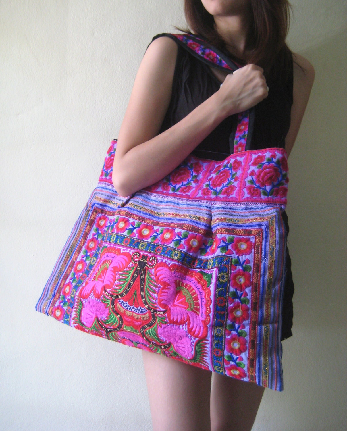 Ethnic Hobo Boho Asian Embroidered Thai Tote Shoulder Hmong HandBag