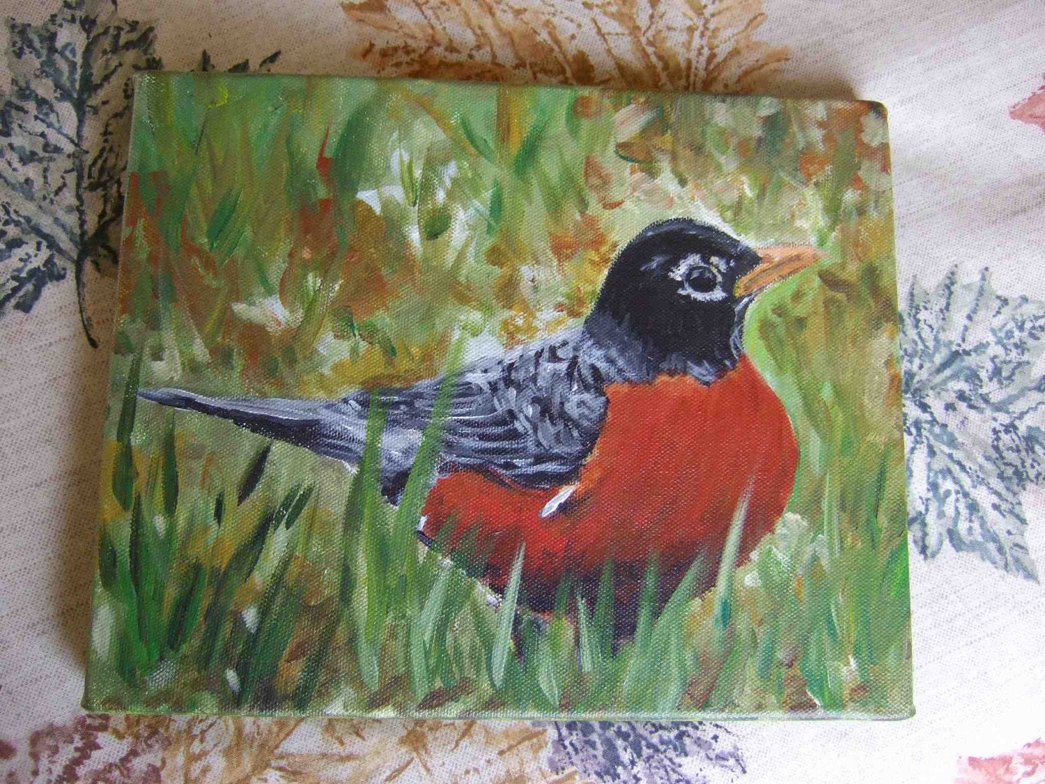 Spring Robin 8 x 10 Original painting by Melloizes Loizes