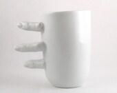 Fingers Mug - White Porcelain Mug for Coffee or Tea