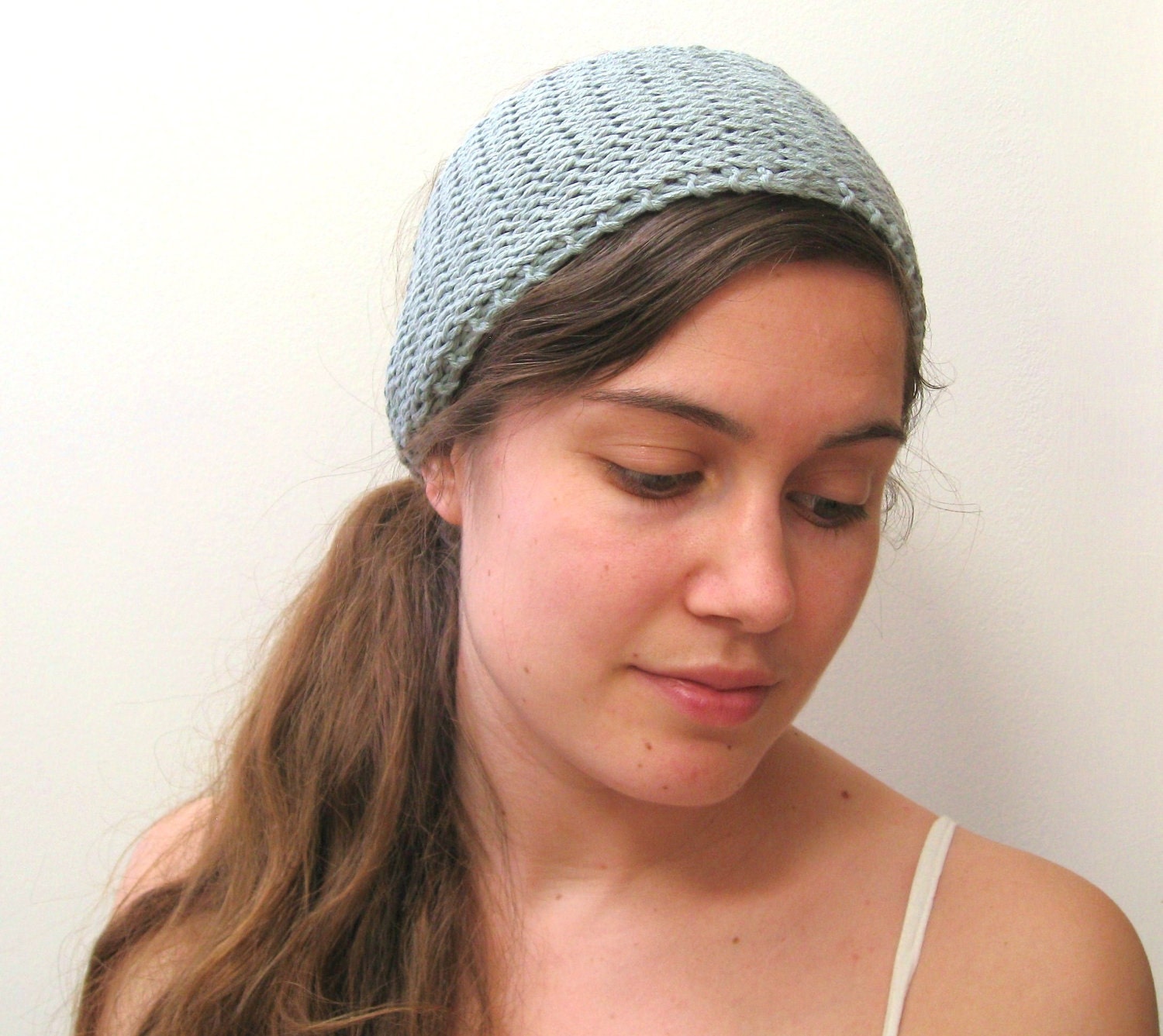 The Wide Cotton Headband / Hair Wrap - Cotton/Merino - Sage Green