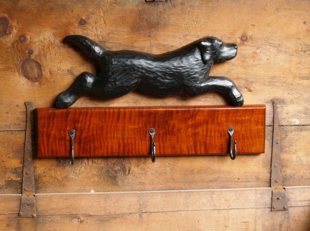 Black Labrador Retriever Coat Rack - Black Lab Leash Holder - Pets