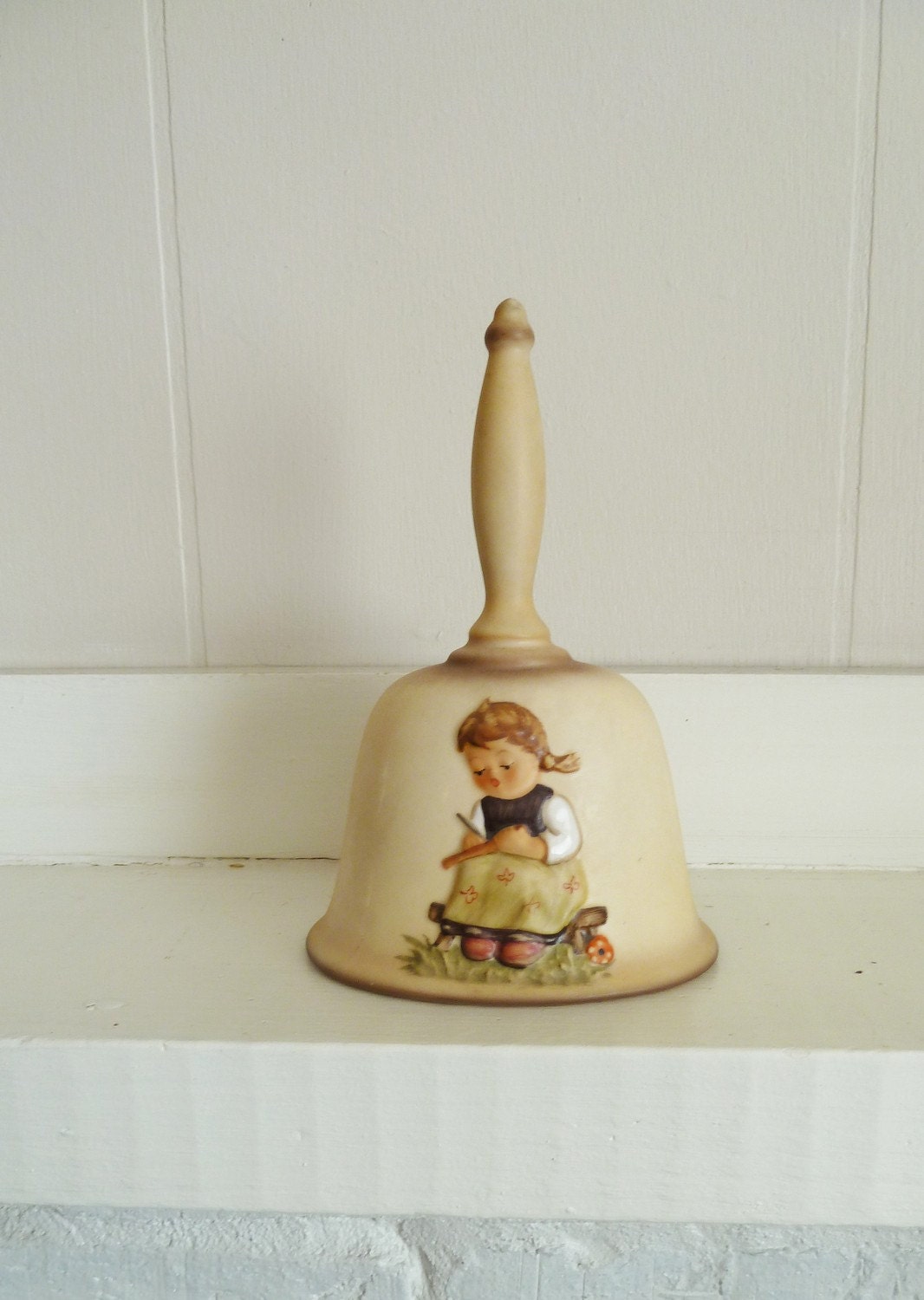 Vintage Hummel Bell, Busy Student with innocent girl, Busy School Girl Hummel Bell
