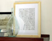 Seattle Washington watercolor map 10x8 ready to frame