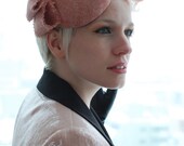 Cocktail hat Blush Pink Bows Harris Tweed hat
