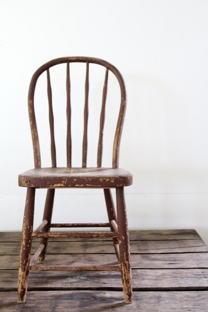Antique Wood Spindle Chair // Painted Wood Chair