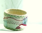 Embroidered bracelet cuff jewelry, textile bracelet, textile cuff, fabric bracelet, fabric cuff, eco friendly bracelet, soft jewelry, blue