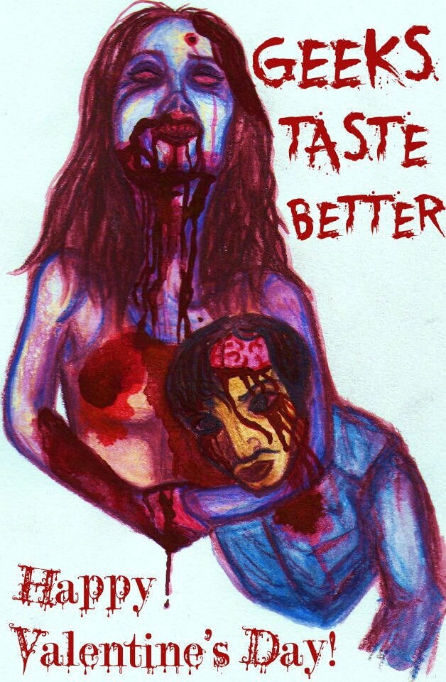 Geeks Taste Better Zombie Valentine's Day Card