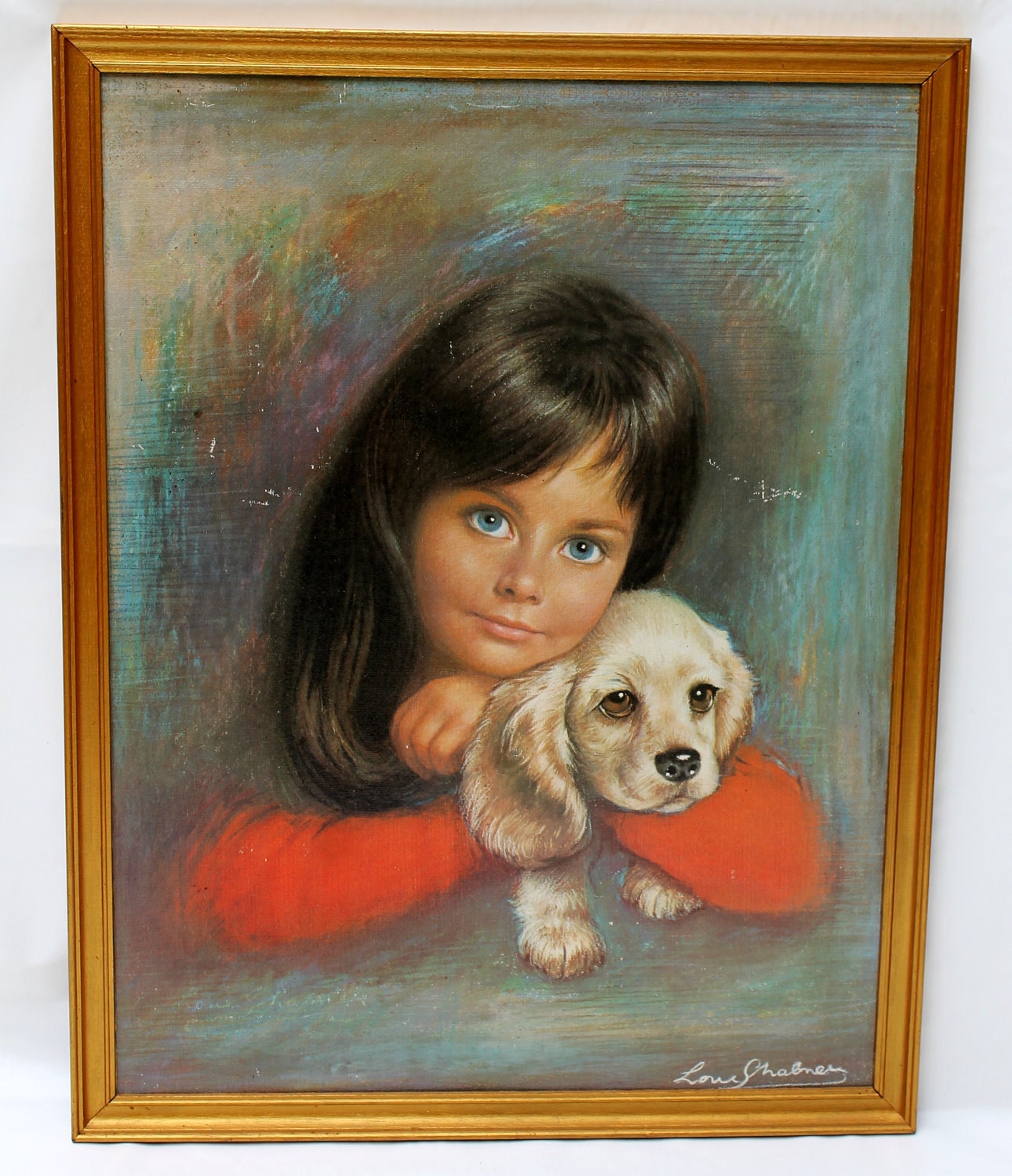 Lou Shabner - Puppy Love - Retro Print