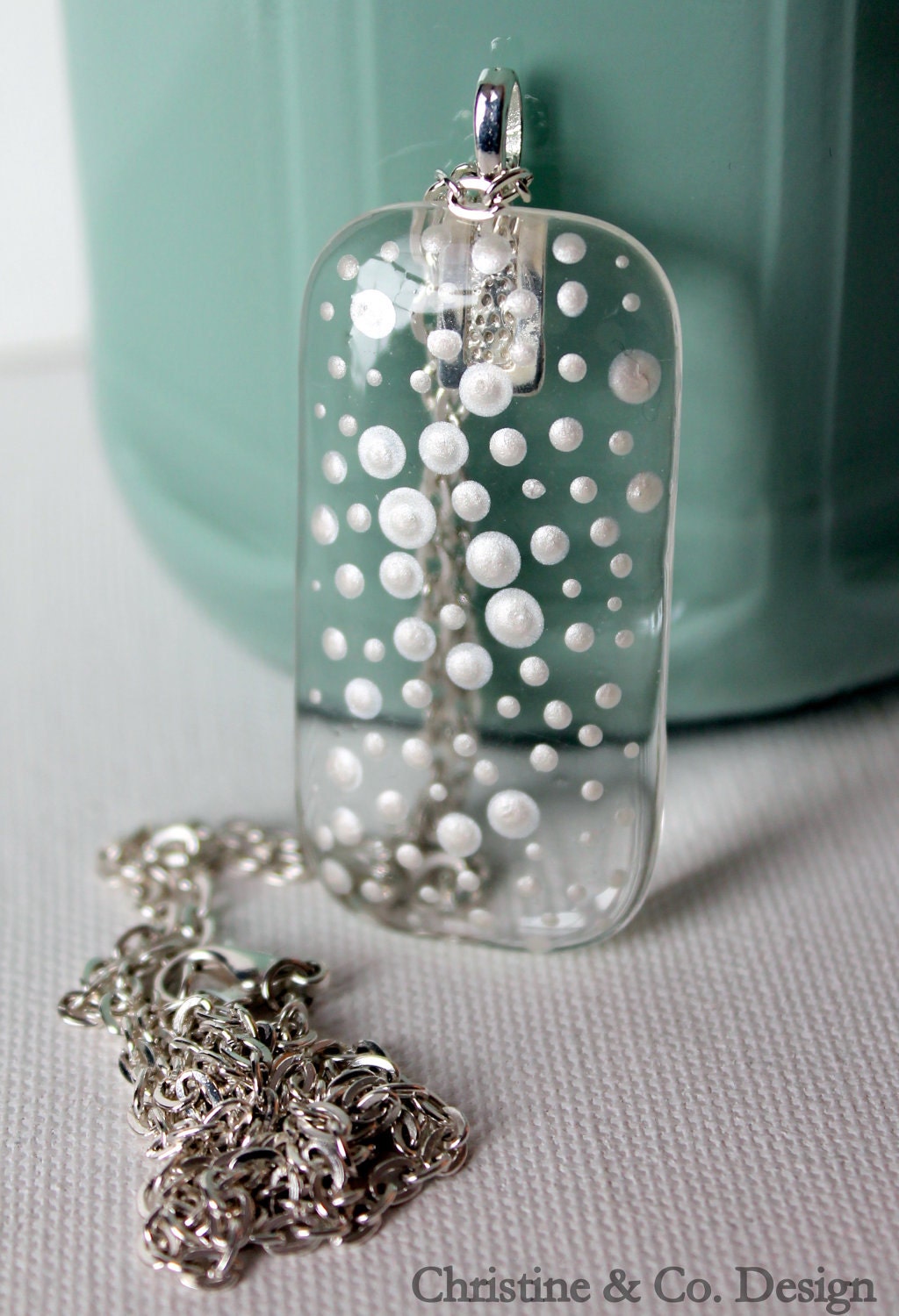Mother of Pearl Dots Glass Pendant/ Handbag Charm