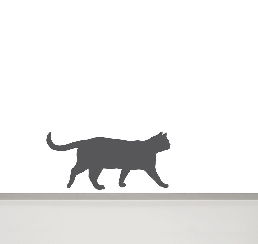 Cat Wall Decal Feli, 7,9'' x 16,5'', Running Cat Decal
