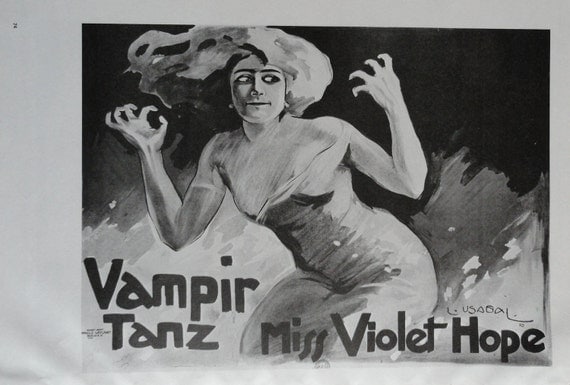 Vintage Dance Poster, Vampire Miss Violet Hope, Greek Play Theater, Black And White, Print, Jack Rennert, USA