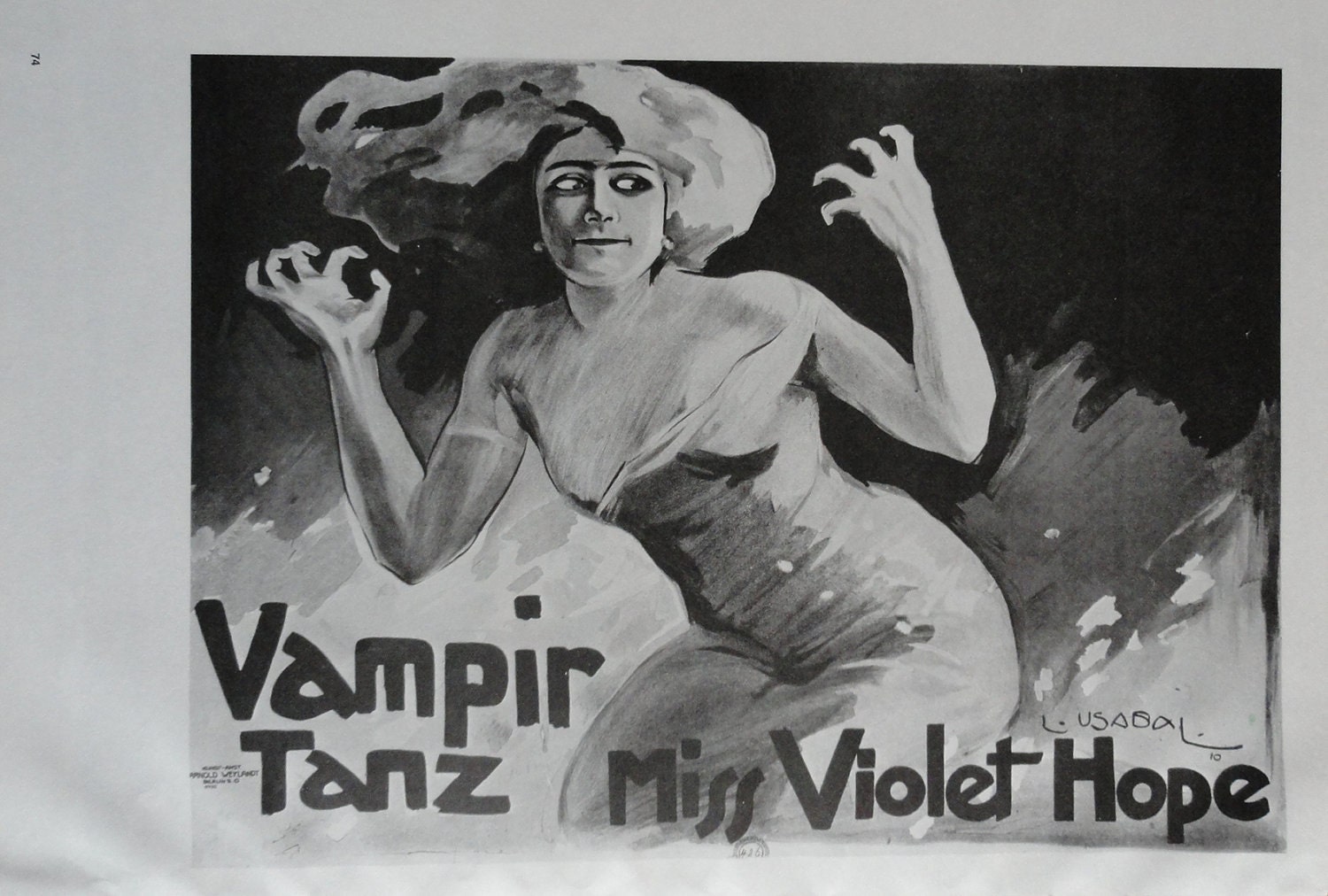 Vintage Dance Poster, Vampire Miss Violet Hope, Greek Play Theater, Black And White, Print, Jack Rennert, USA