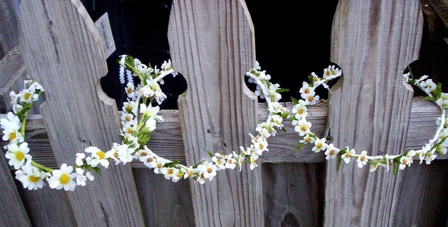 Country chic Daisy HeadBand Hippie Bridal accessories Hair Flower Crown Wedding bridal headpiece hair flowers hairwreath