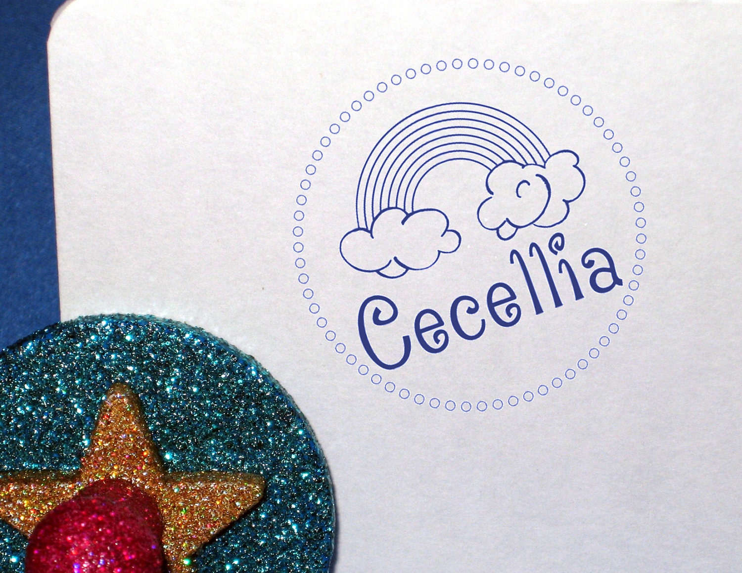 Rainbow Girls Personalized Stamp Name Label Personalized Sticker Replacement Girly Gift Party Favor