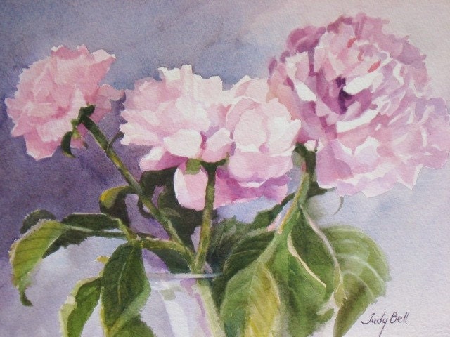Pink Peony Watercolor Painting