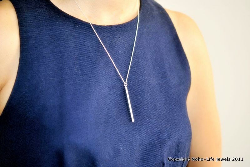 Minimal Satin Finish Silver Bar Necklace