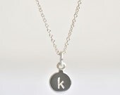 Chunky Silver Round Dot Initials Necklace Personalized Letter Stamps
