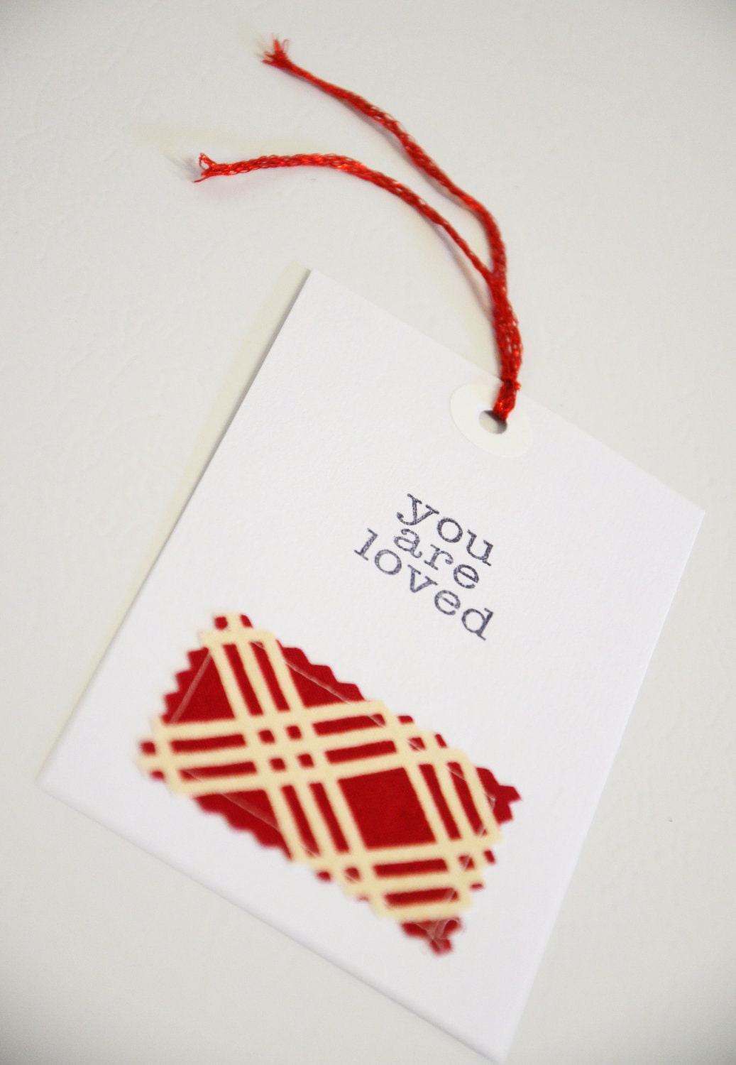 New Large Sewn and hand stamped Red gift tags / love notes / party favors / gift wrap / packing / perfect for Valentine's day