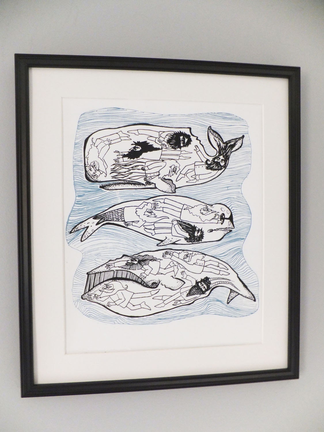 Whale Men Art Screen Print