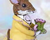 Art Doll, OOAK Original, Hand Painted Folk Art Figurine Sculpture, Maybelle Mouse by Max Bailey, Free Shipping Within The USA