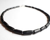 Surfer Black Mens Necklace Matte Handmade Lampwork Glass Beads
